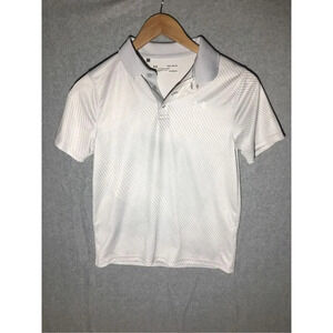 Kids Under Armour Polo Striped Grey White Athletic Sports Casual